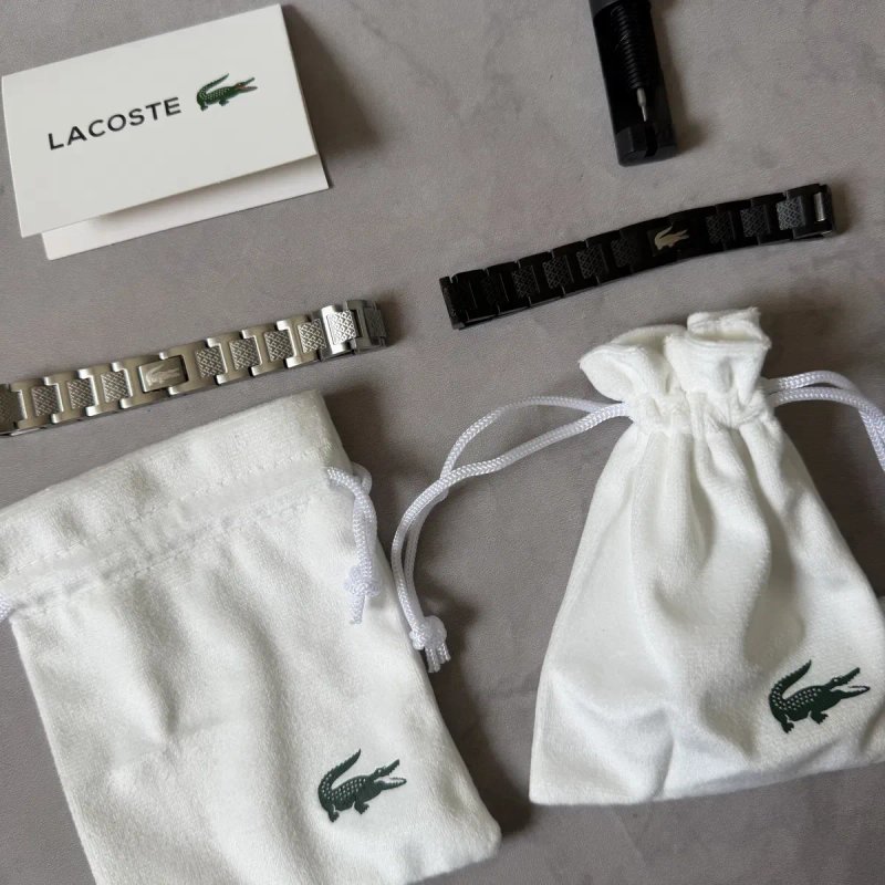 Чоловічий браслет Lacoste | подарунковий набір lacoste | срібний браслет лакост | чорний браслет лакосте | lacoste браслет з набором — фото 4