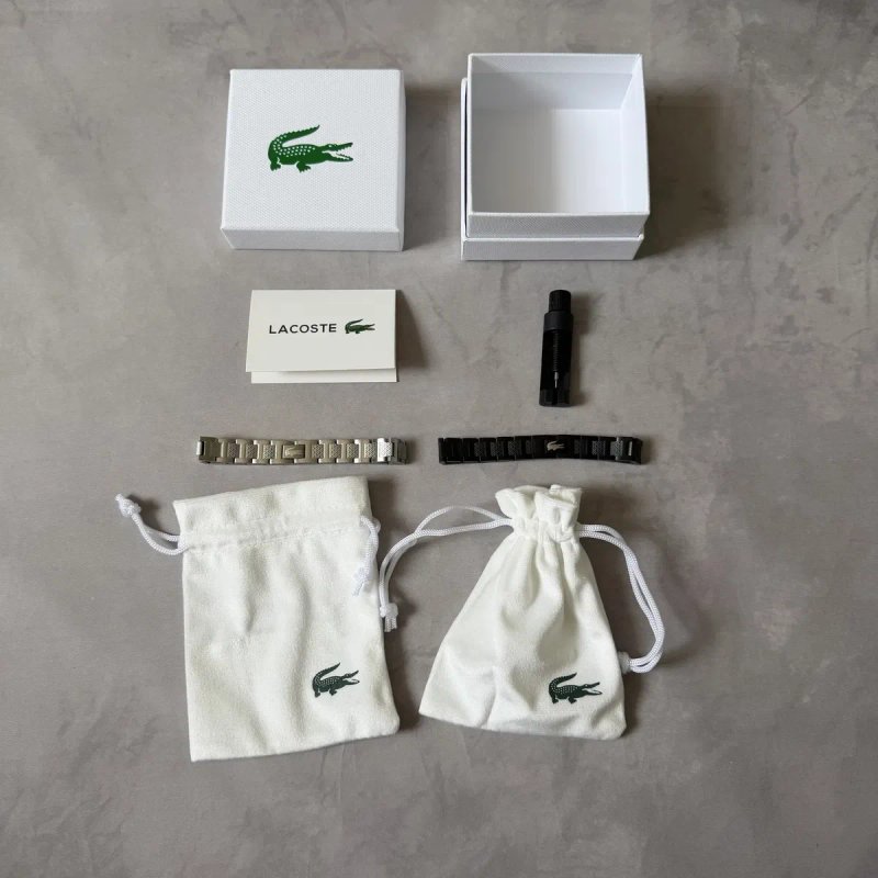 Чоловічий браслет Lacoste | подарунковий набір lacoste | срібний браслет лакост | чорний браслет лакосте | lacoste браслет з набором — фото 5