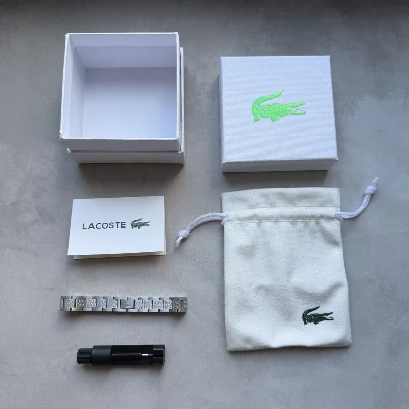 Чоловічий браслет Lacoste | подарунковий набір lacoste | срібний браслет лакост | чорний браслет лакосте | lacoste браслет з набором — фото 6