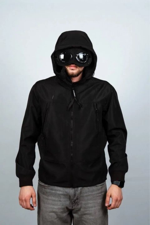 Чоловічий Softshell C.P Company чорний/ вітровка сп компані чорна з лінзами/ софтшелл сіпі компані
