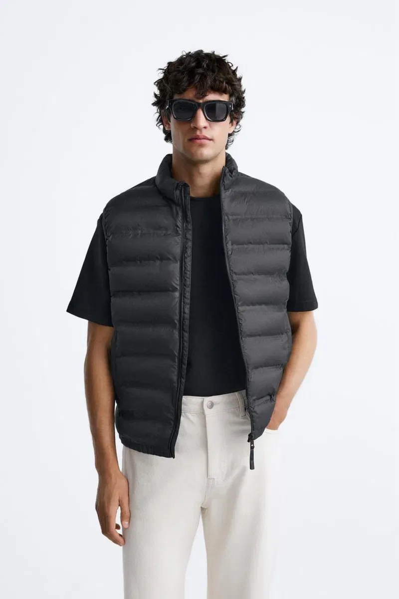 Чоловічий Жилет Zara Padded Vest Оригінал Куртка Ветровка Жилетка Мужская Ветровка Черная Чорна Зара — фото 2