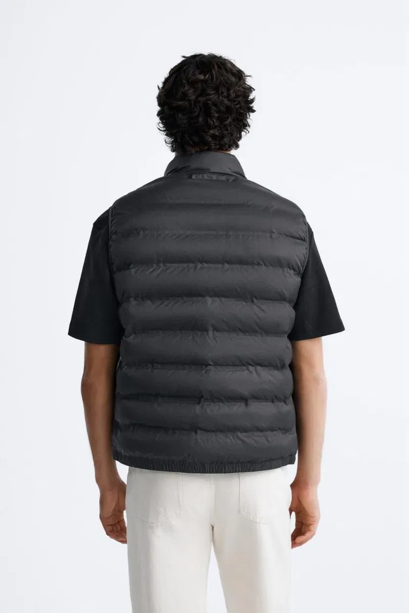 Чоловічий Жилет Zara Padded Vest Оригінал Куртка Ветровка Жилетка Мужская Ветровка Черная Чорна Зара — фото 4