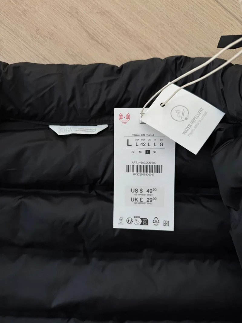 Чоловічий Жилет Zara Padded Vest Оригінал Куртка Ветровка Жилетка Мужская Ветровка Черная Чорна Зара — фото 8