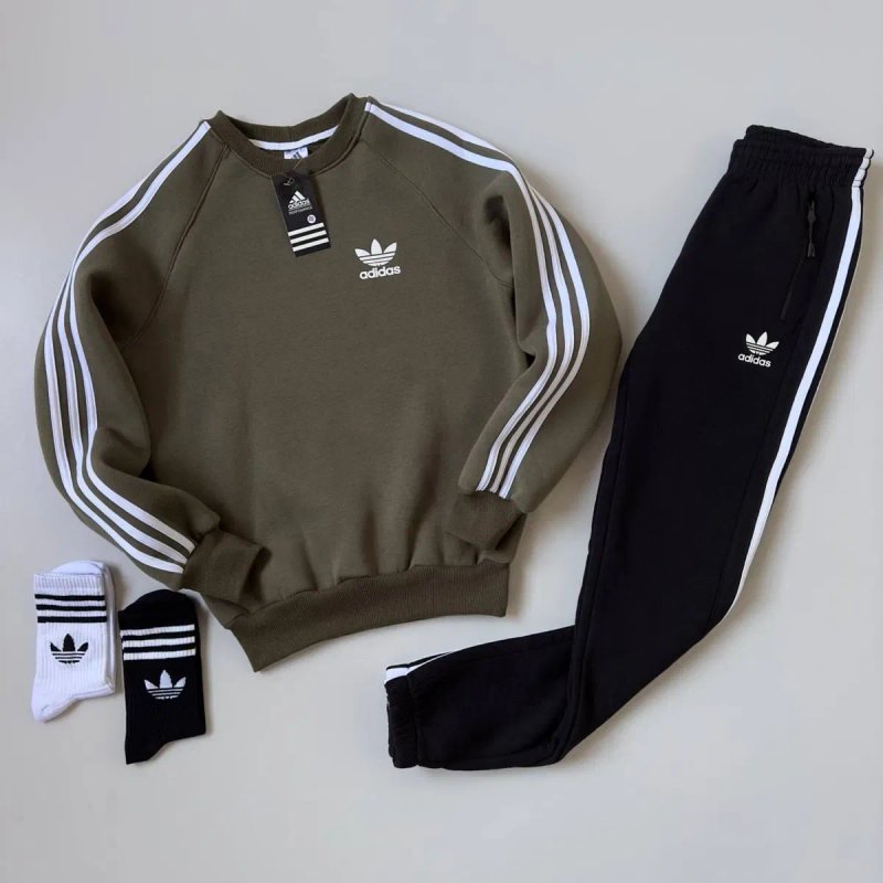 Чоловічий зимовий спортивний костюм адідас Adidas [XS-3XL] + шкарпетки в подарунок! — фото 3