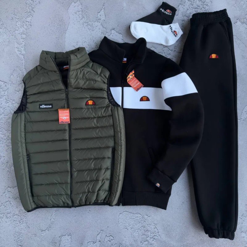 Чоловічий зимовий спортивний костюм еліс набір [3в1] Ellesse [S,M,L,XL,XXL] + шкарпетки в подарунок! — фото 3