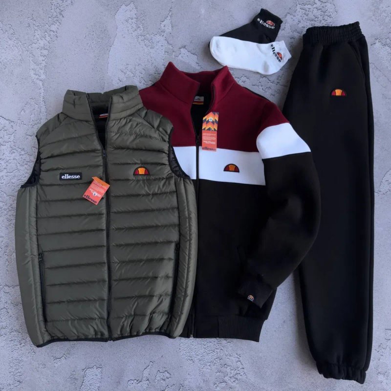 Чоловічий зимовий спортивний костюм еліс набір [3в1] Ellesse [S,M,L,XL,XXL] + шкарпетки в подарунок! — фото 4