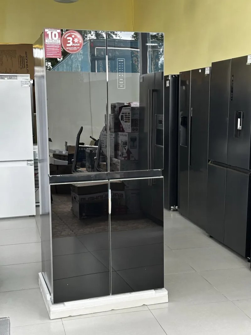 Чорне скло Холодильник Side by Side Grundig fds9155 Гарантія Доставка — фото 3