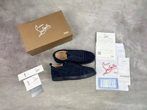 Christian Louboutin Louis Junior мужские кеды с красной подошвой, синие, размер 44