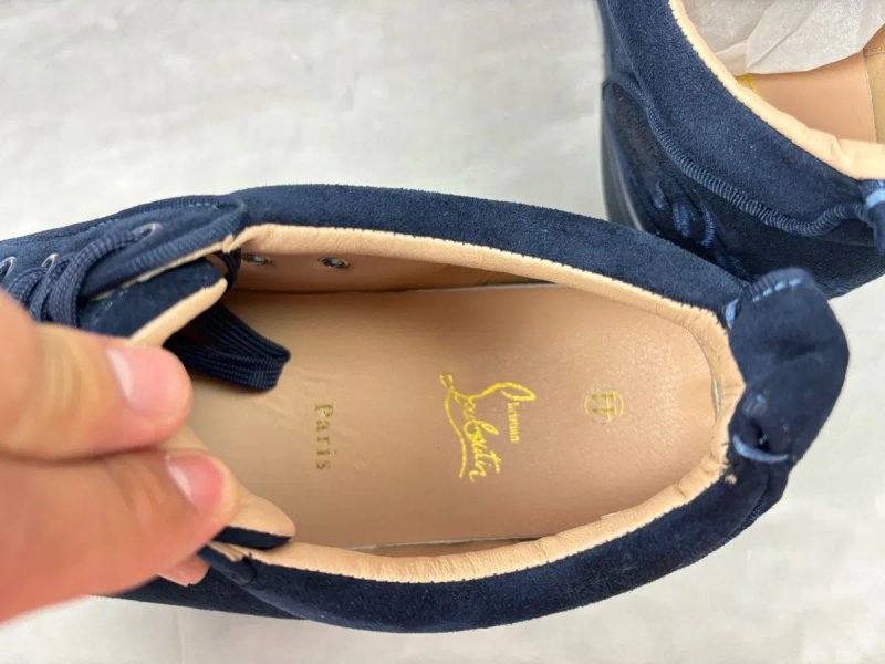 Christian Louboutin Louis Junior мужские кеды с красной подошвой, синие, размер 44 — фото 8