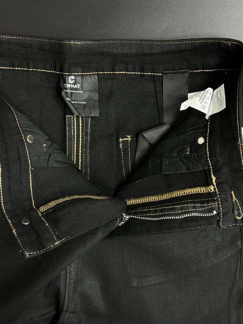 CWCHAT JEANS WAXED чорные дижнсы воскованы opium arhived flared кльош джинси восковані S M L — фото 5