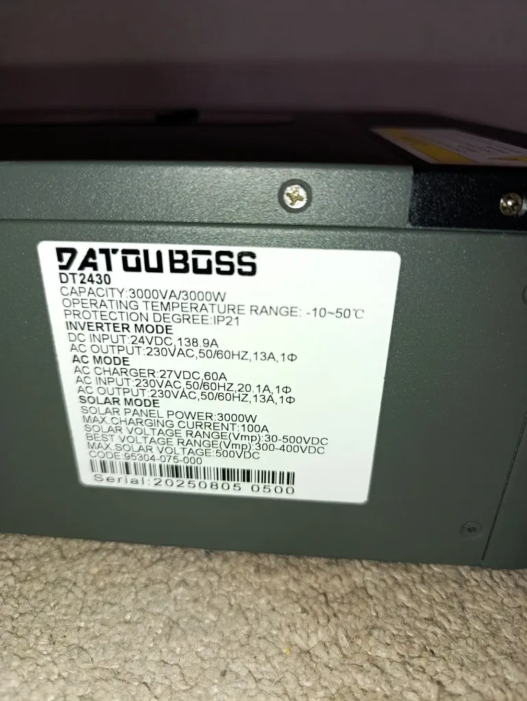 DATOUBOSS DT-2430 3000W/24V гібридний сонячний інвертор — фото 3