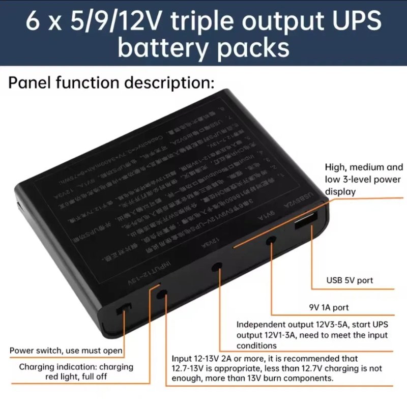 Дбж UPS 18600mah  безперебійник для роутера камери  6 батарейок 18650 — фото 2