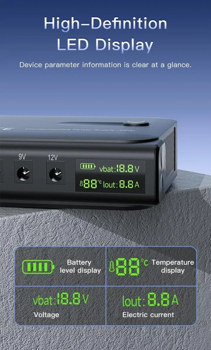 ДБЖ UPS 36W Docreate DC1036L POE, USB, 3xDC (5/9/12V) Без АКБ — фото 2