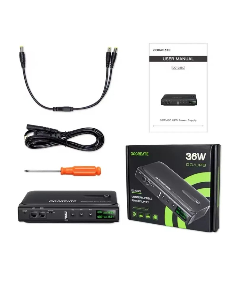 ДБЖ UPS 36W Docreate DC1036L POE, USB, 3xDC (5/9/12V) Без АКБ — фото 6
