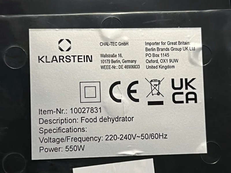 Дегідратор з Німеччини KLARSTEIN Bananarama 550W  10027831 — фото 8