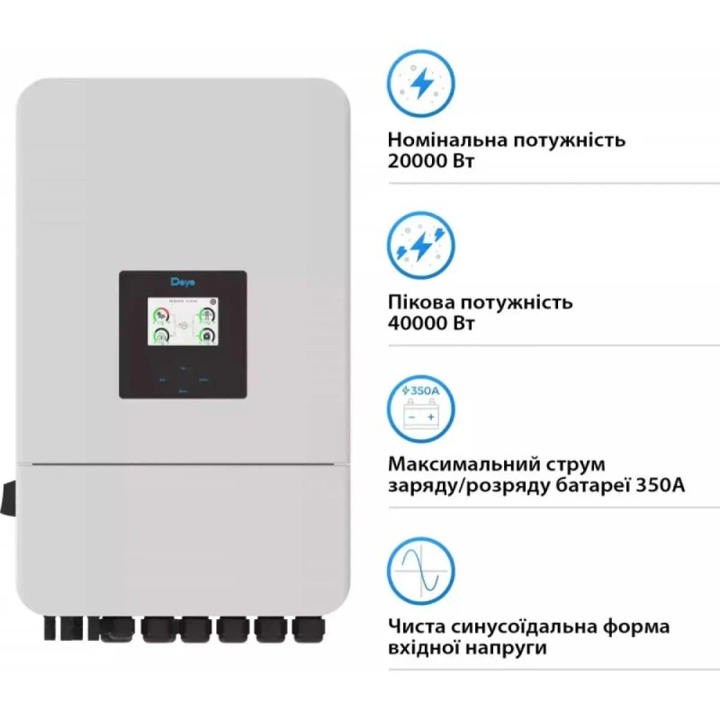 Deye SUN-20K-SG05LP3-EU-SM2 20 кВт | Гібридний | 3 фази | В наявності — фото 3