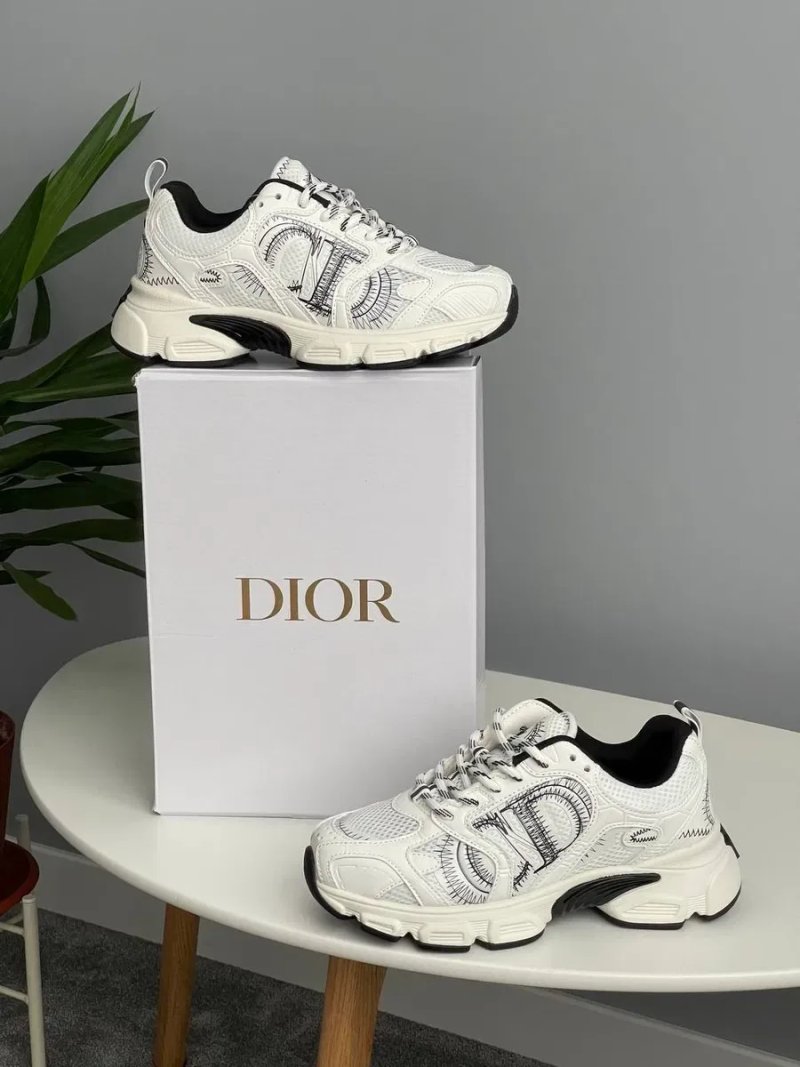 Dior Chrono White Black | Жіночі шкіряні біло-чорні кросівки — фото 3