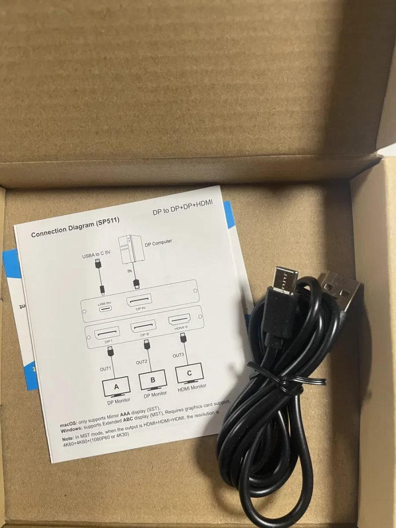 DisplayPort спліттер 1x3 (DP in to 3xDP out) з живленням Type-C — фото 4