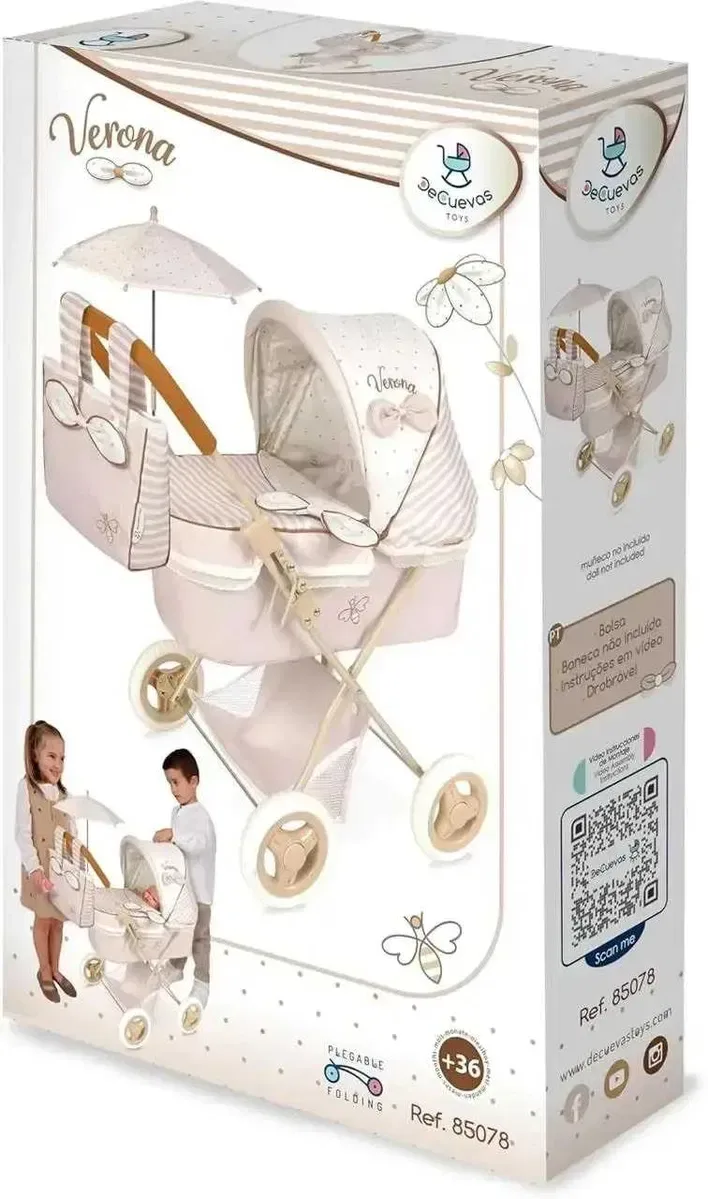 Дитяча коляска для ляльок DeCuevas 85078 Verona з сумочкою та парасолькою Коляска для кукол пупсов пупсів — фото 8