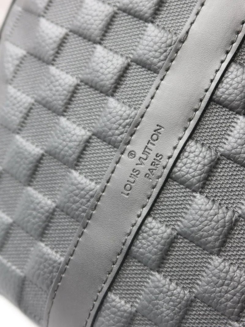 Дорожня сумка чорна клітинка шахматка натуральна шкіра шкіряна Louis Vuitton Keepall Bandoulière 50 чоловіча в клітинку мужская луи витон кожа LV — фото 5