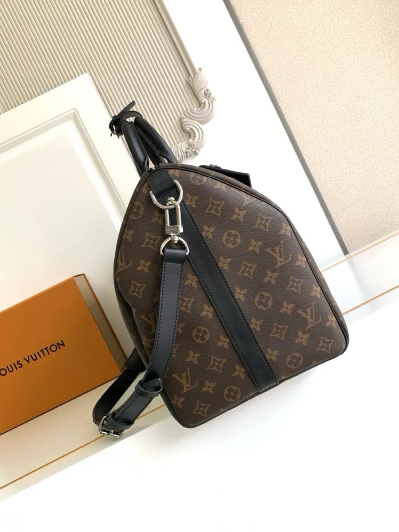 Дорожня сумка велика Louis Vuitton KeepAll 50 коричнева монограм натуральна шкіра валіза чоловачі жіноча луи витон кожаная — фото 2