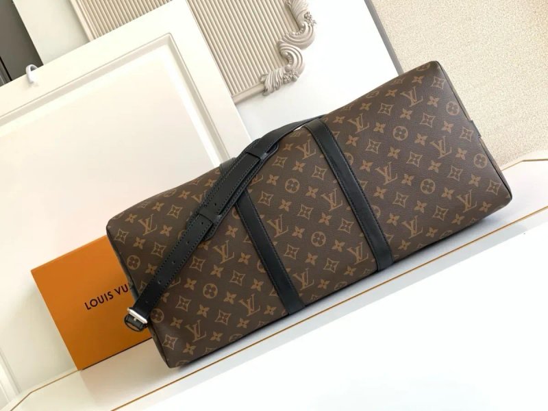 Дорожня сумка велика Louis Vuitton KeepAll 50 коричнева монограм натуральна шкіра валіза чоловачі жіноча луи витон кожаная — фото 4