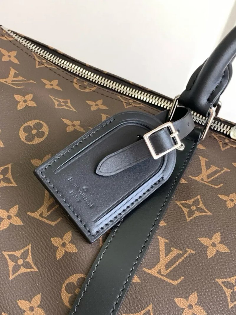 Дорожня сумка велика Louis Vuitton KeepAll 50 коричнева монограм натуральна шкіра валіза чоловачі жіноча луи витон кожаная — фото 5