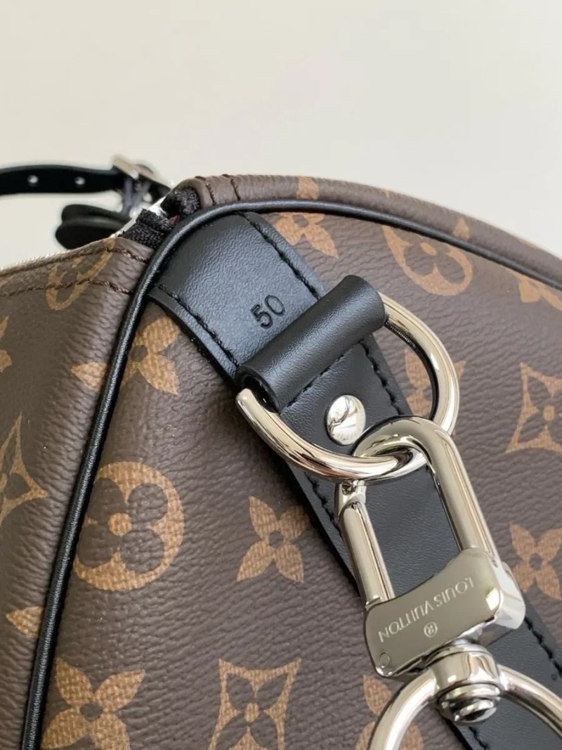 Дорожня сумка велика Louis Vuitton KeepAll 50 коричнева монограм натуральна шкіра валіза чоловачі жіноча луи витон кожаная — фото 6