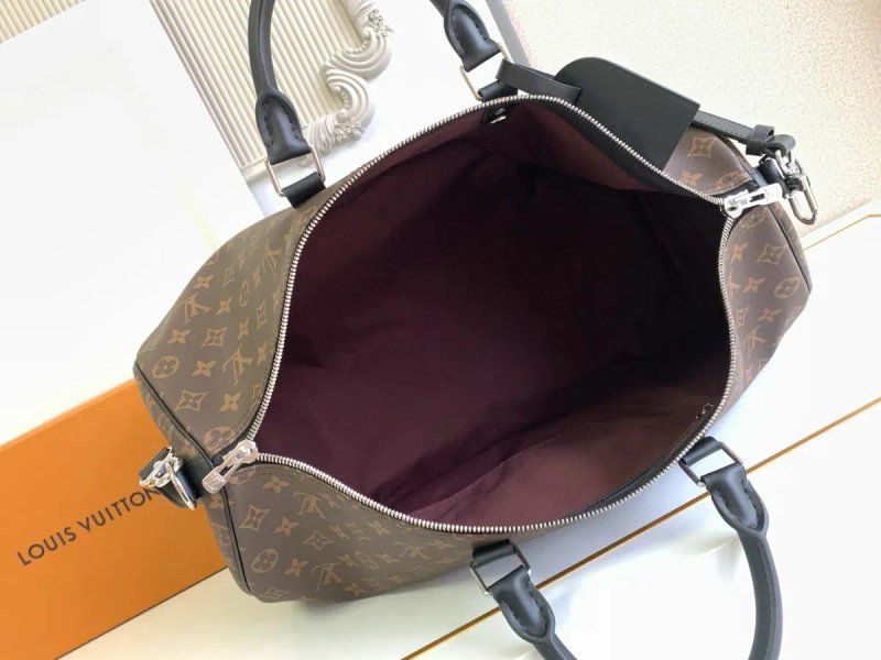 Дорожня сумка велика Louis Vuitton KeepAll 50 коричнева монограм натуральна шкіра валіза чоловачі жіноча луи витон кожаная — фото 7