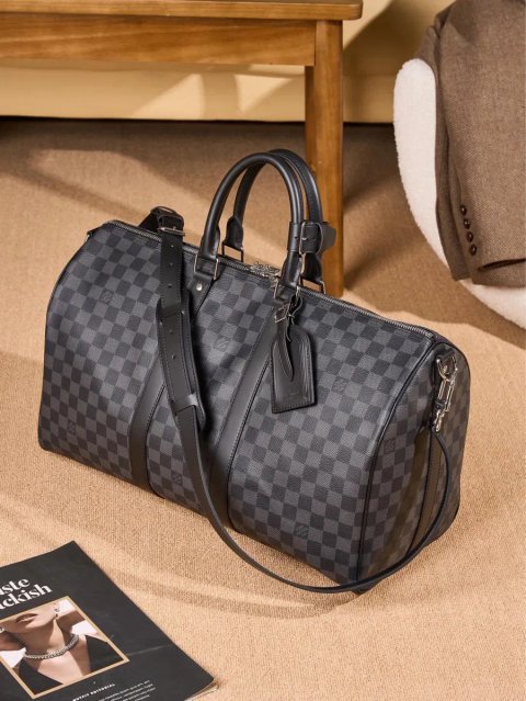 Дорожня сумка велика сіра Louis Vuitton Keepall 50 луи витон натуральна шкіра шкіряна чоловіча жіноча дорожная сумка мужская спортивная большая