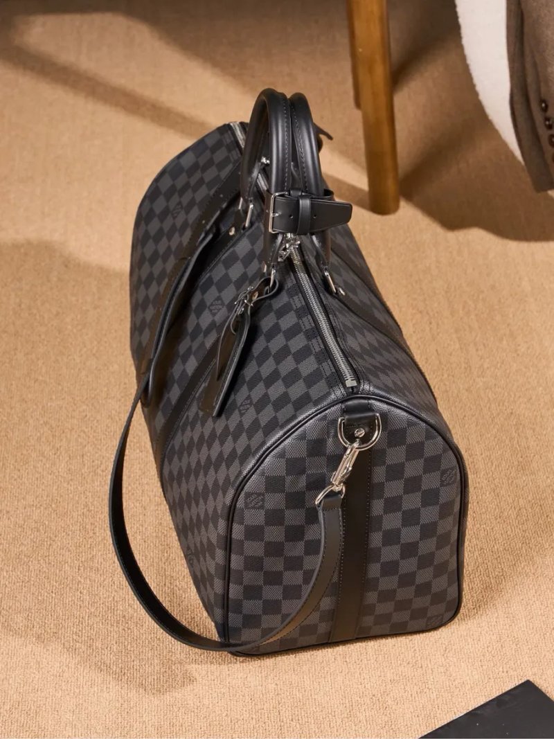 Дорожня сумка велика сіра Louis Vuitton Keepall 50 луи витон натуральна шкіра шкіряна чоловіча жіноча дорожная сумка мужская спортивная большая — фото 4