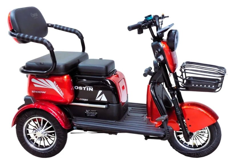 Доставка безкоштовна !Електричний трицикл Corso «Ostin Pro» SN-208735 (1) + 1 ЯЩИК АКУМ, двигун 1200W, акумулятор 72V/28Ah, колеса 300-10, — фото 5