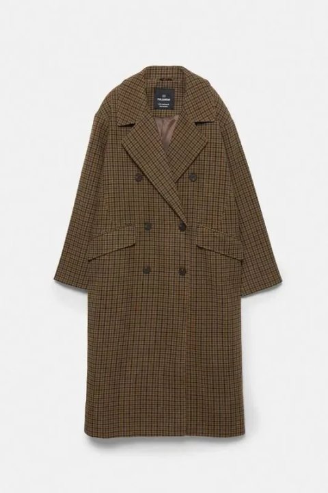 Довге пальто Pull&Bear в клітинку