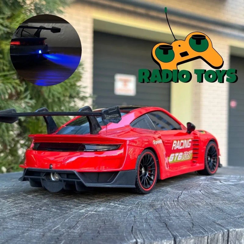 Дрифт машинка с паром на радиоуправлении Porsche 911 GT6 RS Красная — фото 2
