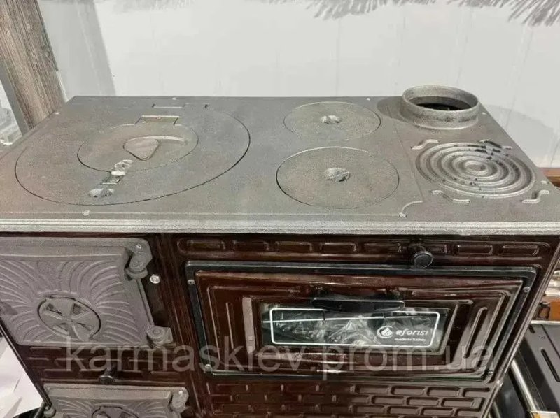 Дров'яна піч-кухня, камін з плитою та духовкою, чавунна Eforisi EFS-1L (Туречина) — фото 3