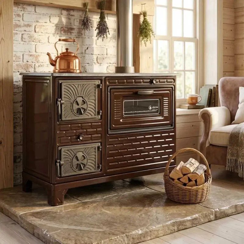 Дров'яна піч-кухня, камін з плитою та духовкою, чавунна Eforisi EFS-1L (Туречина) — фото 6