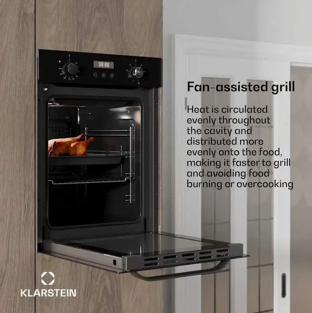 Духовка кухонна врізна вбудована 45 см Klarstein SmartSlim 49L  Біла-Чорна — фото 2