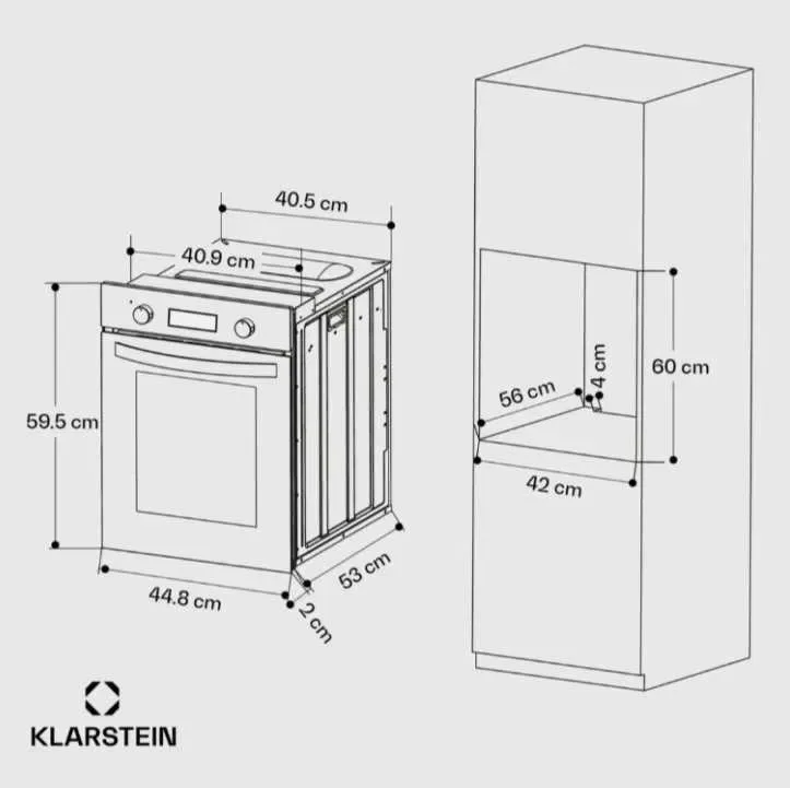 Духовка кухонна врізна вбудована 45 см Klarstein SmartSlim 49L  Біла-Чорна — фото 3