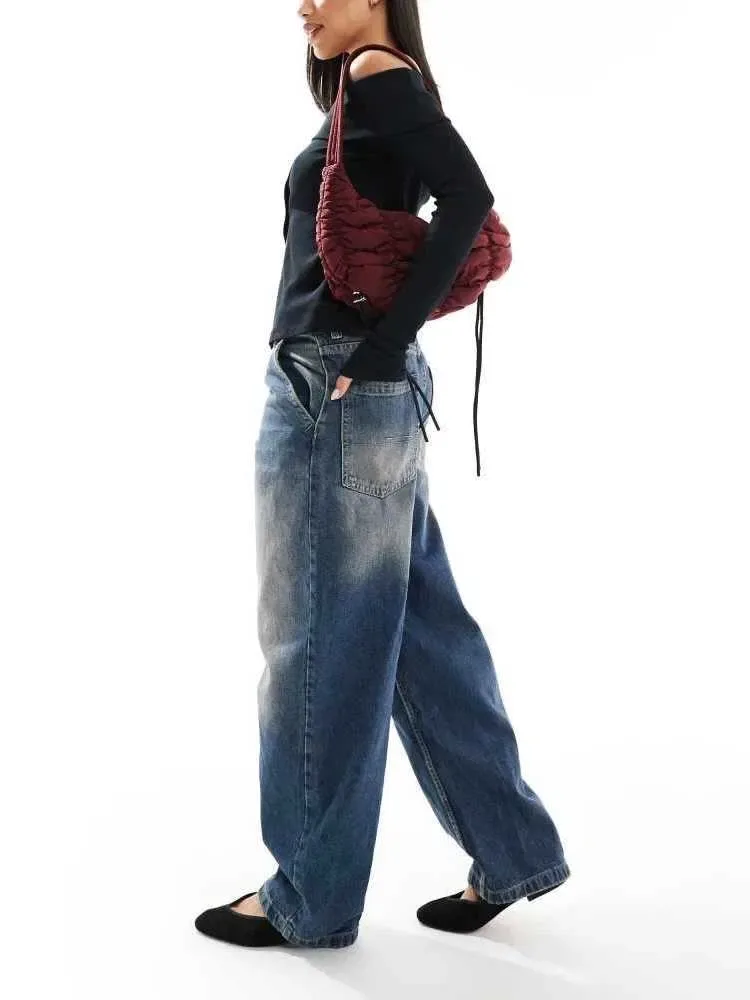 Джинси BERSHKA Skater Fit Жіночі Широкі Мішкуваті Скейтерські Сині На Осінь Нові — фото 4