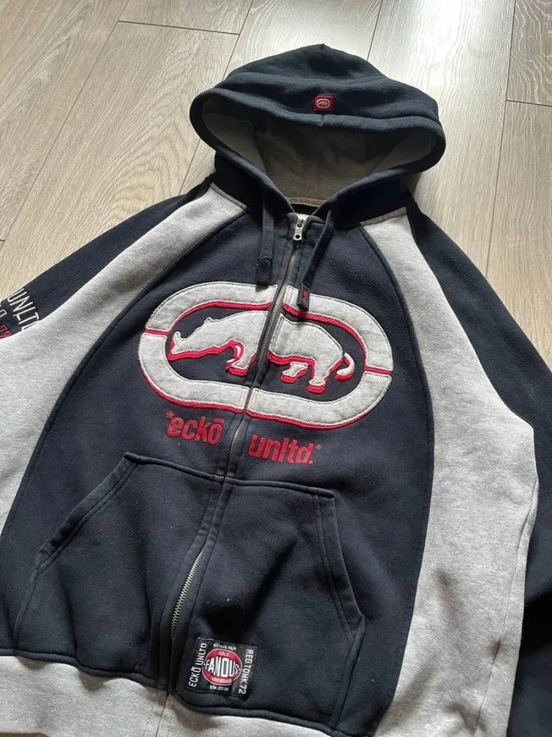 Ecko Unltd big logo rino zip hoodie vintage rare skate hiphop style — фото 2