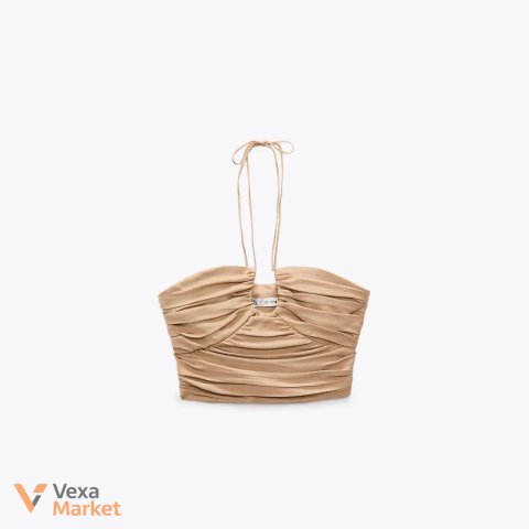 Ефектний топ з драпуванням Zara нюдовий S
