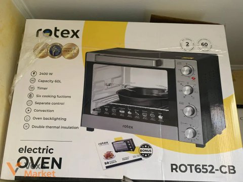 Електрична духова піч Rotex ROT652-CB 60 л з рожном, конвекцією та грилем