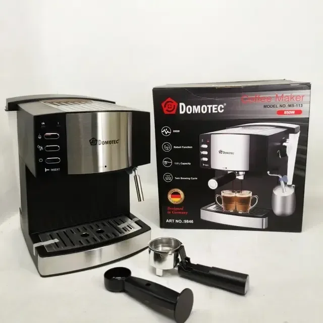 Електрична кавоварка Domotec MS-113, еспресо-машина 850 Вт, 15 бар, 1,6 л кофе машина — фото 4