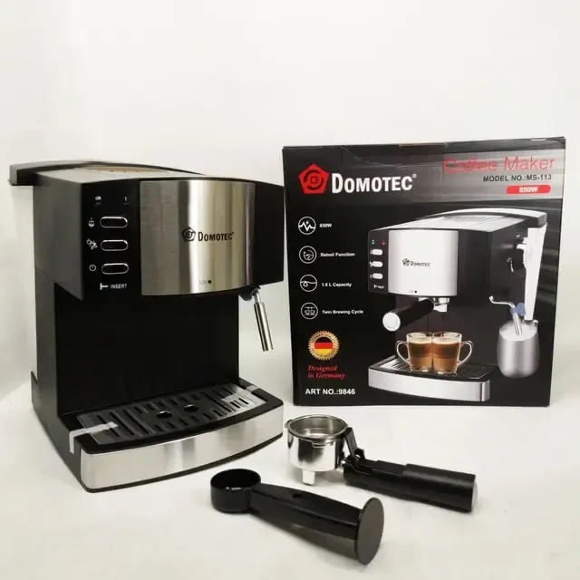 Електрична кавоварка Domotec MS-113, еспресо-машина 850 Вт, 15 бар, 1,6 л кофе машина — фото 6