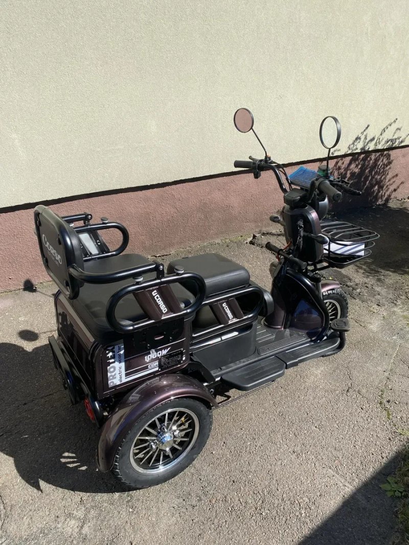 Електричний трицикл з кузовом CORSO PROTEX 1200W72V-23Ah шини 10"-10" — фото 2