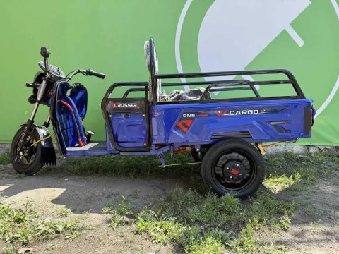 Електро трицикл Crosser Cargo 12 60V/1000W 2026 Синій Електротрайк 3 колісний скутер з кузовом Crosser Карго