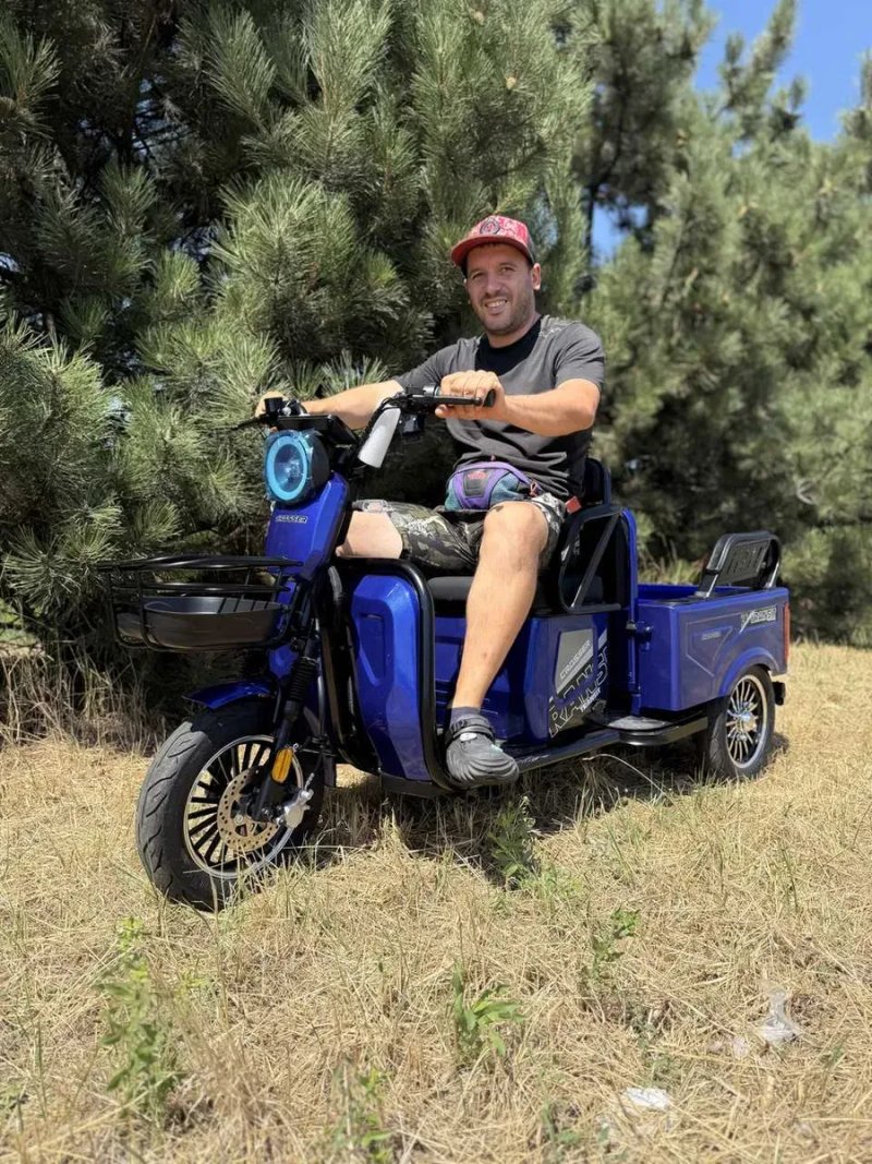 Електро трицикл Crosser TR-5 L LiFepo4 літій залізофосфат 77V/30AH/1500W 2026 Електротрайк 3 колісний скутер  Синій — фото 2