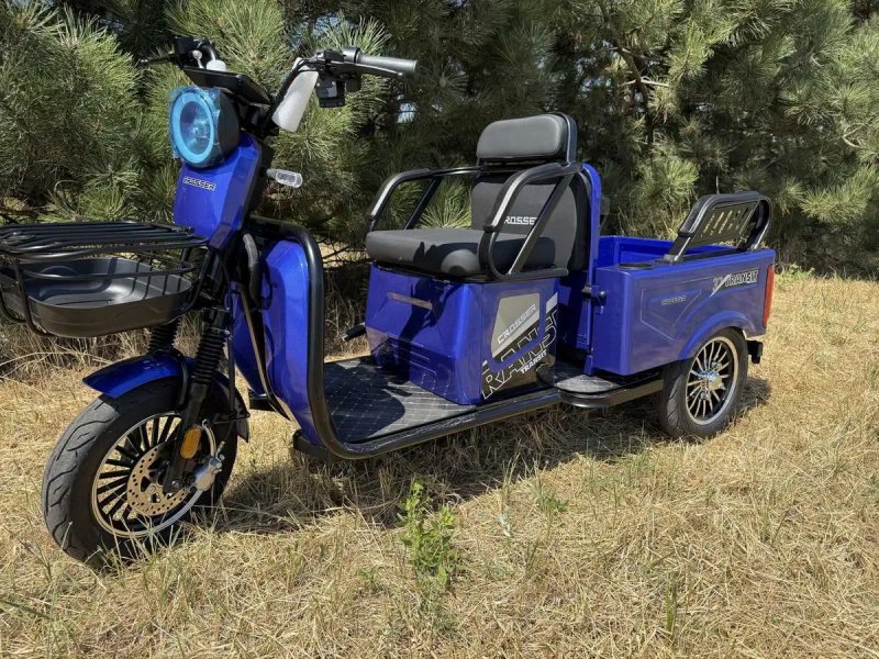 Електро трицикл Crosser TR-5 L LiFepo4 літій залізофосфат 77V/30AH/1500W 2026 Електротрайк 3 колісний скутер  Синій — фото 7