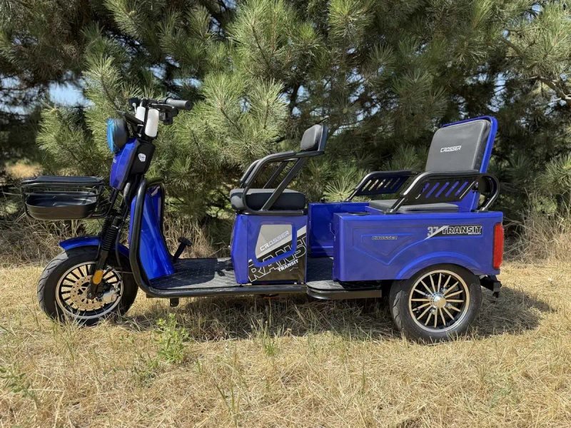 Електро трицикл Crosser TR-5 L LiFepo4 літій залізофосфат 77V/30AH/1500W 2026 Електротрайк 3 колісний скутер  Синій — фото 8