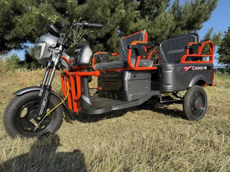 Електро трицикл вантажний Crosser CARGO 10 60V/32Ah/1500W - Сірий — фото 2